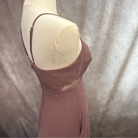 Birdy Grey Formal Mauve Dusty Rose Dress Gown Mesh Cutouts Prom Wedding Gala - Picture 9 of 10